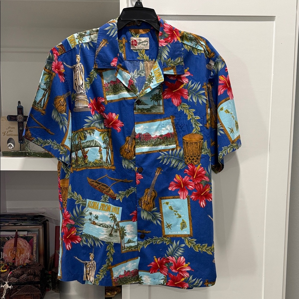 Vtg Hilo Hattie The Hawaiian Original Postcard Aloha Shirt Mens XL